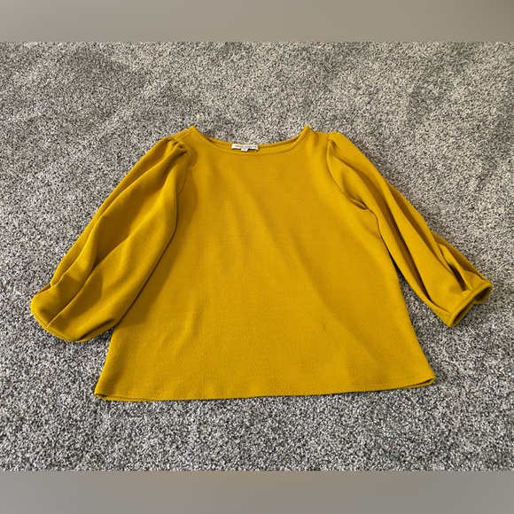 Puffed Sleeve Yellow Blouse - Picture 1 of 3